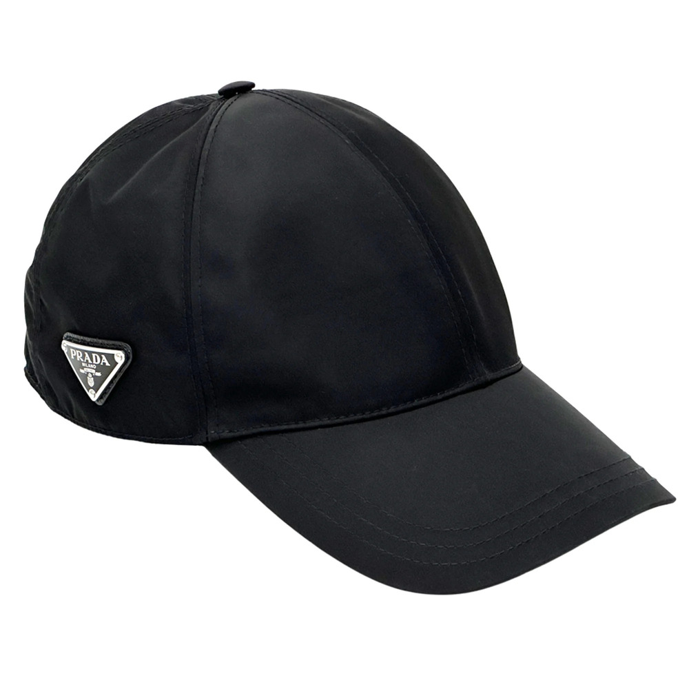 Prada PRADA Cap for Women and Men, Brand Name, Nylon, Black, 2HC274 L, Triang...